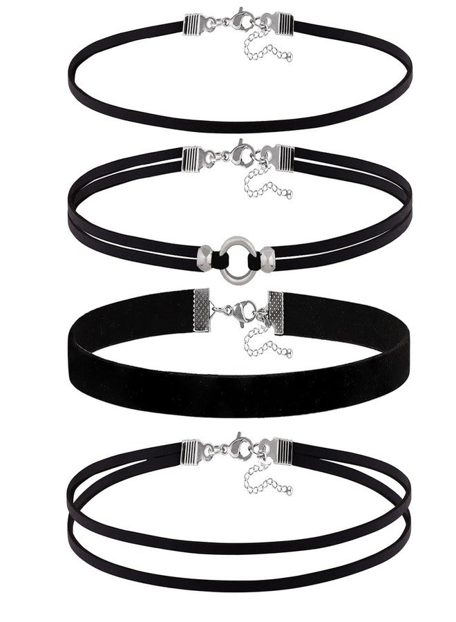 PINCHUAN 4PCS Black Choker Necklace for Women Velvet Choker Heart Pendant Necklace Classic Lace Choker Necklaces Gothic Lace Chokers Choker Gifts-4PCS Black/B - Image 1